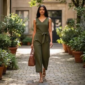 Calvin Klein Jumpsuit Olive Cropped sleeveless size 4 NWT